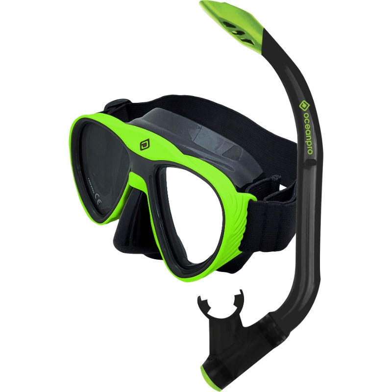 Oceanpro Bondi Junior mask and snorkel set in lime and black