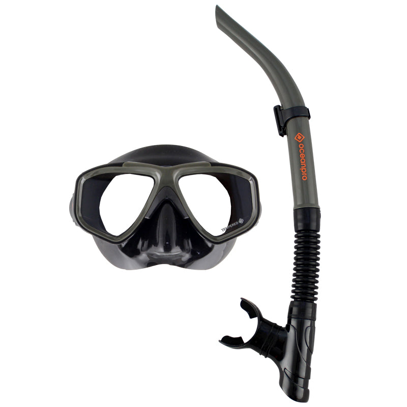 Oceanpro Eclipse mask and snorkel set in black grey and orange