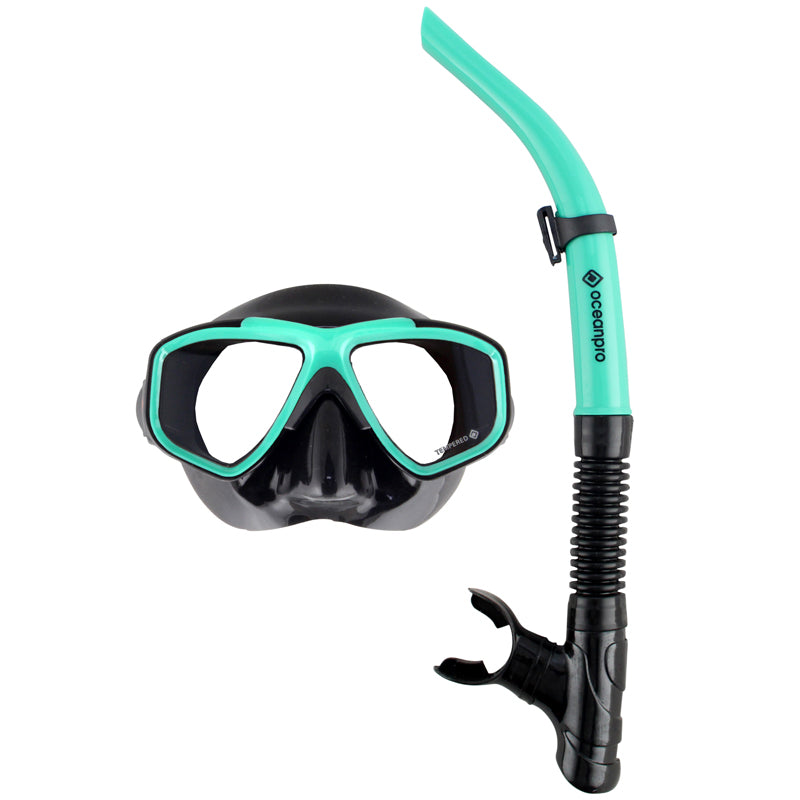 Oceanpro Eclipse mask and snorkel set in black and teal