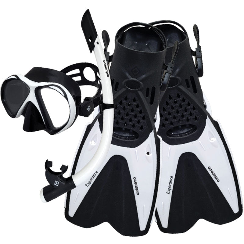 Oceanpro Esperance mask, snorkel and fin set in white