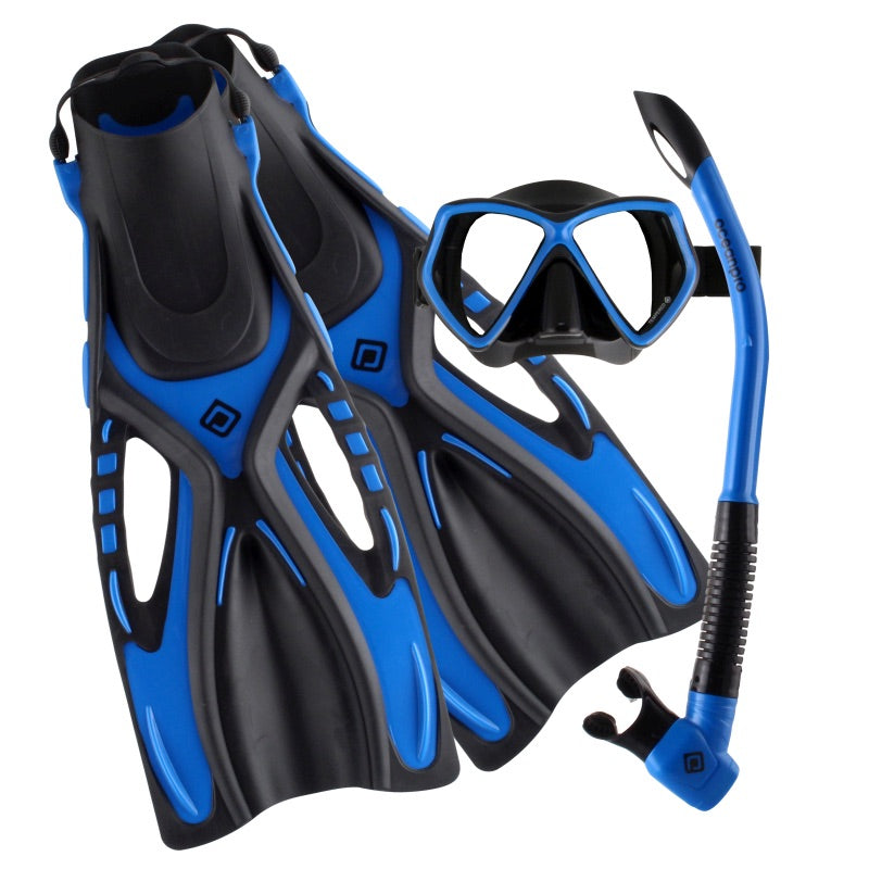 Oceanpro Ceduna mask, snorkel and fin set in black and blue