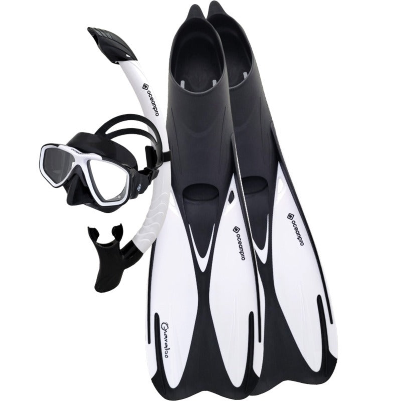 Oceanpro Gnaraloo mask, snorkel and fin set in white