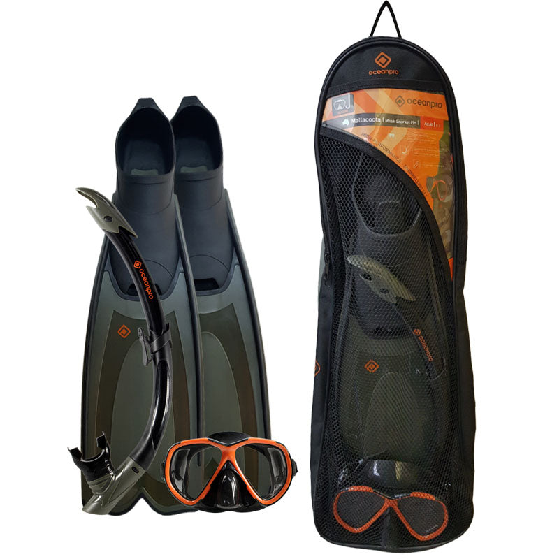 Oceanpro Mallacoota black and grey snorkelling set alternate view