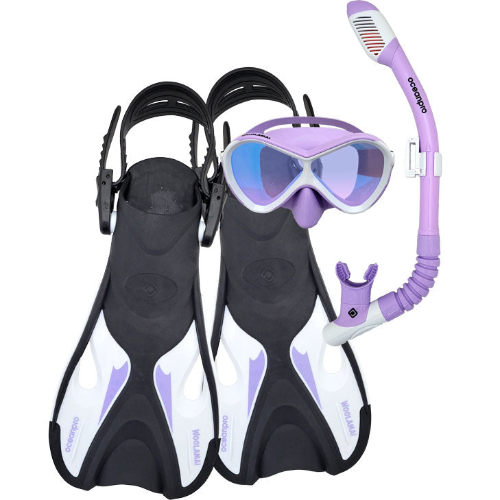 Oceanpro Woolamai Junior mask, snorkel and fin set in Lilac