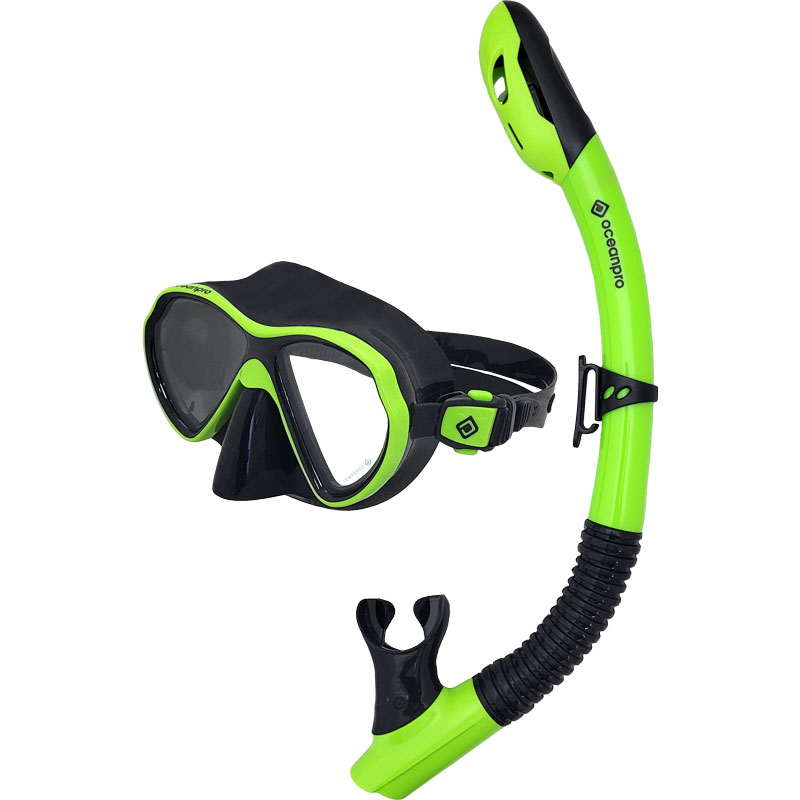Oceanpro Jurien Junior mask and snorkel set in lime and black