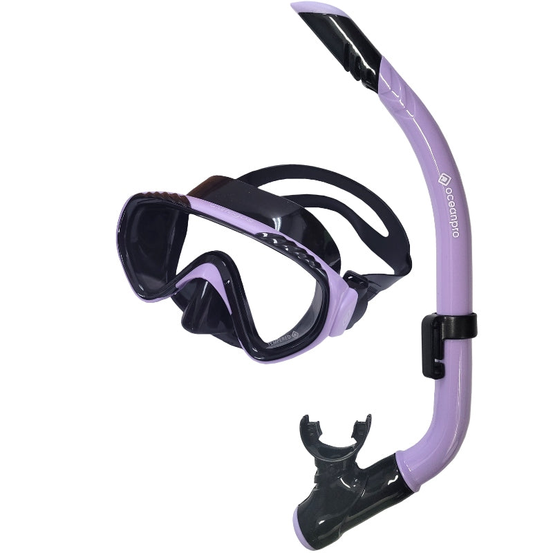 Oceanpro Wategos Junior mask and snorkel set in lilac and black