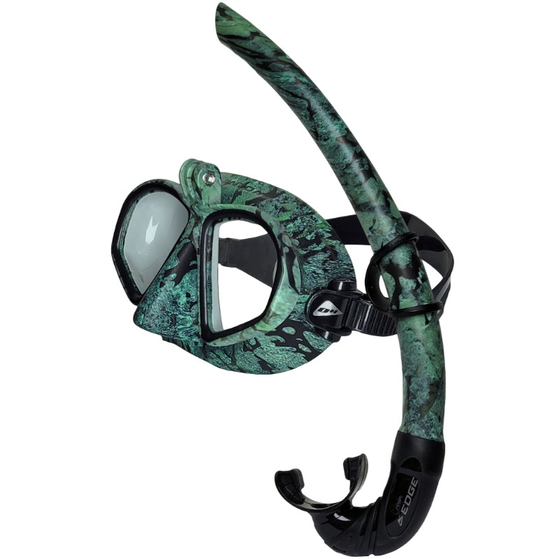 Ocean Hunter Phantom GP mask and snorkel set in Chameleon Edge Green