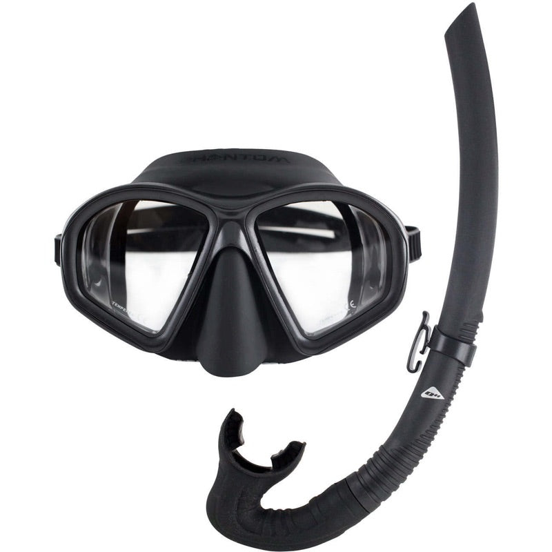 Ocean Hunter Phantom mask and snorkel set in black