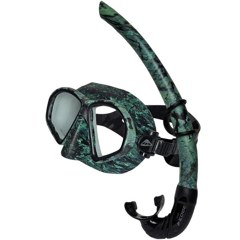 Ocean Hunter Phantom mask and snorkel set in Chameleon Edge Green