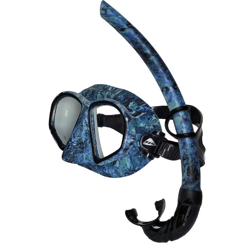 Ocean Hunter Phantom mask and snorkel set in Chameleon Offshore Blue