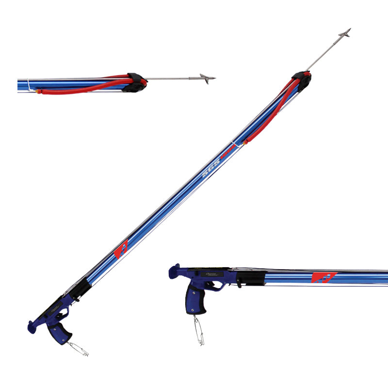 Ocean Hunter SGS 100 cm speargun composite showing the full gun and component details