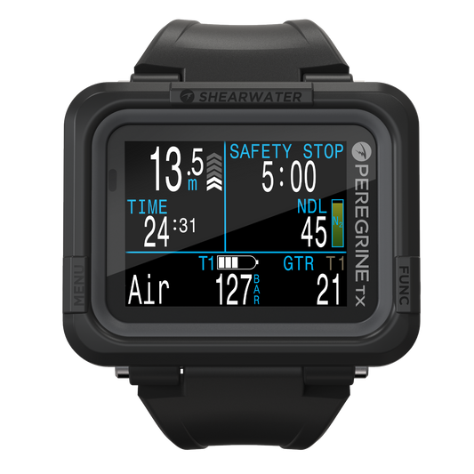 Shearwater Peregrine TX black dive computer front view