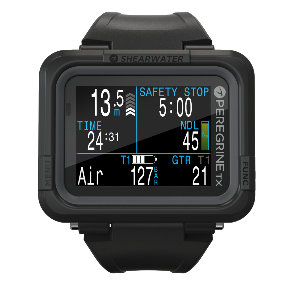 Shearwater Peregrine TX black dive computer front view