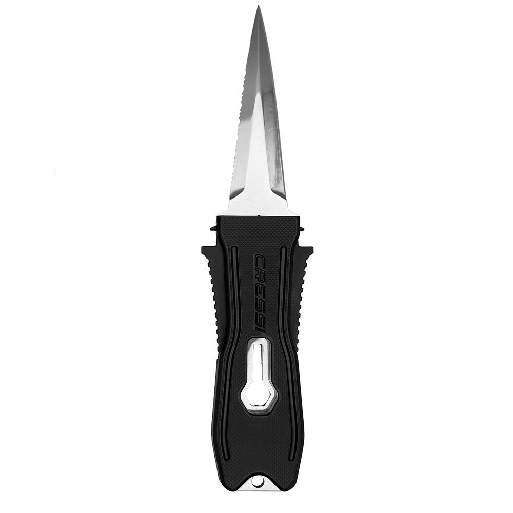 Cressi Snake Knife with stainless steel dual-edge blade and black handle