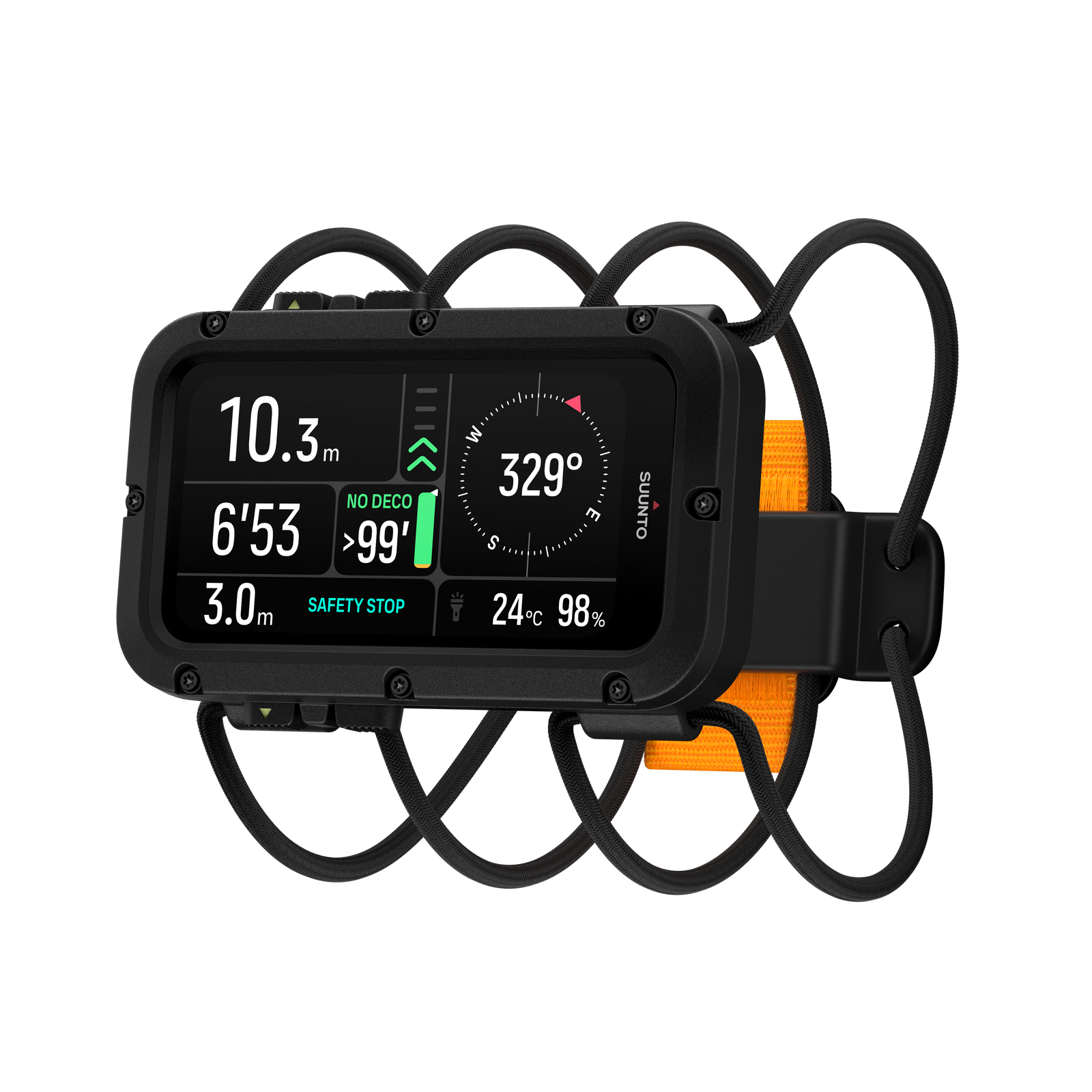 Suunto Nautic dive computer with black bungee cord