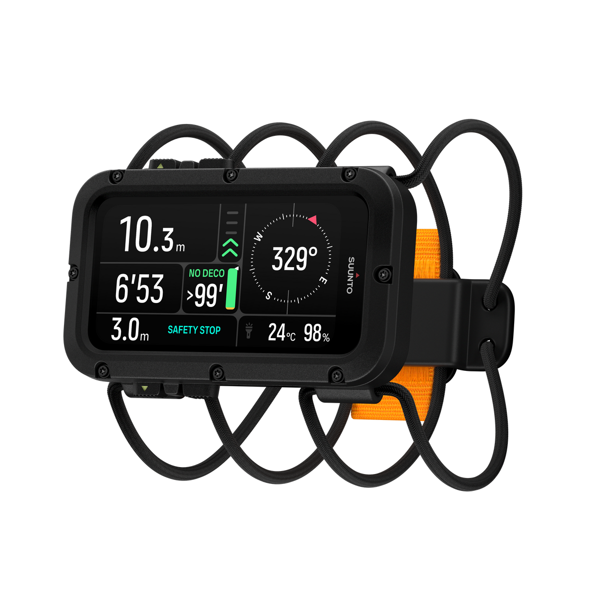 Suunto Nautic dive computer with black bungee cord