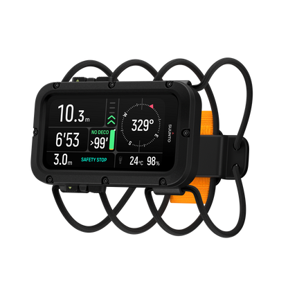 Suunto Nautic dive computer with black bungee cord