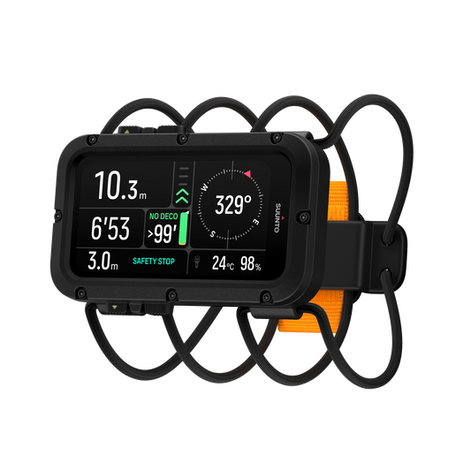 Suunto Nautic dive computer with black bungee cord