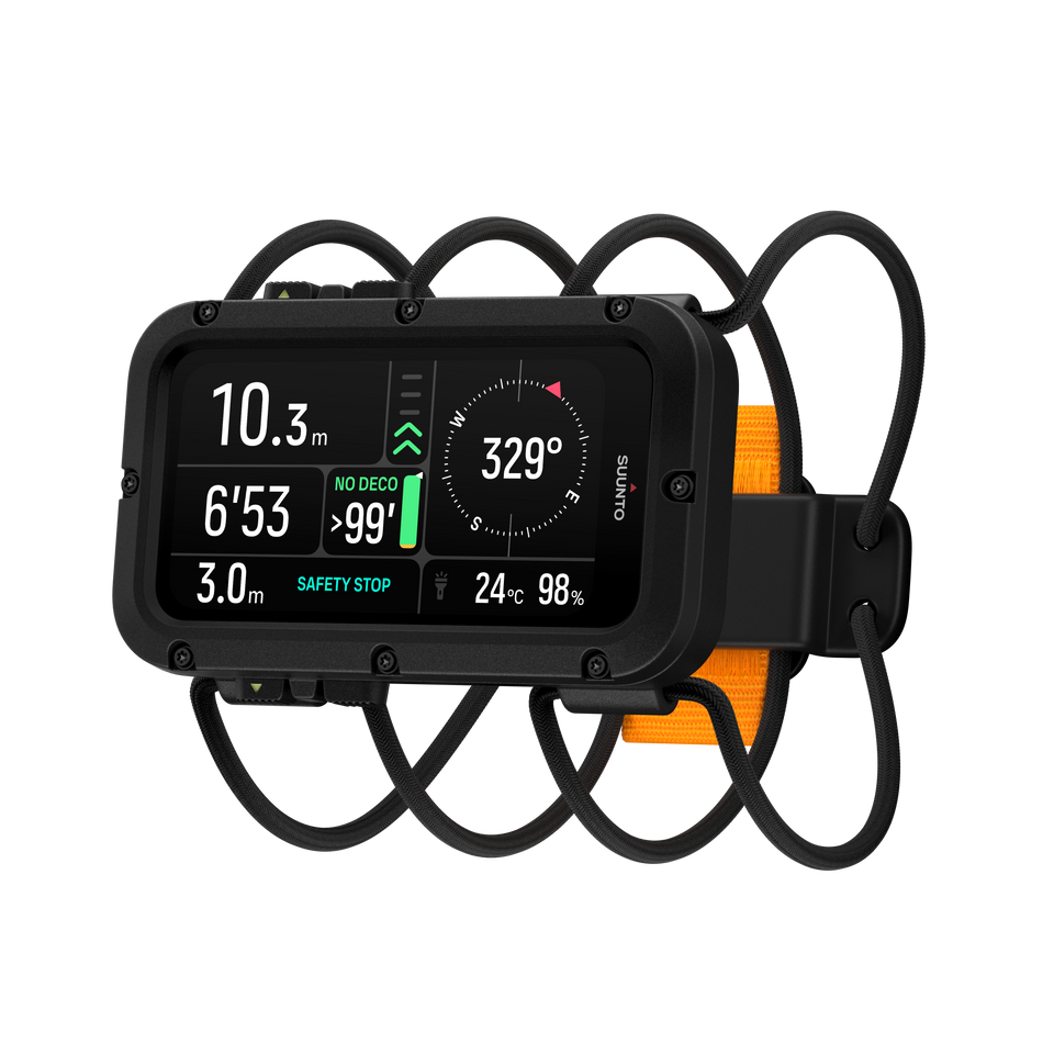 Suunto Nautic dive computer with black bungee cord