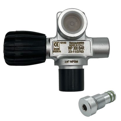 SOS 300 bar DIN left sidemount manifold valve with blanking plug