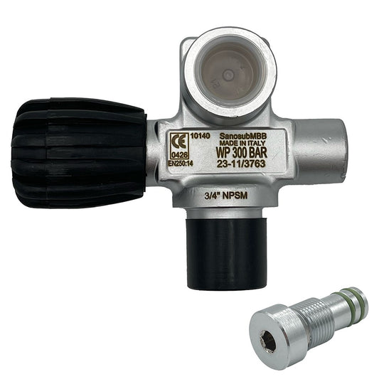 SOS 300 bar DIN left sidemount manifold valve with blanking plug