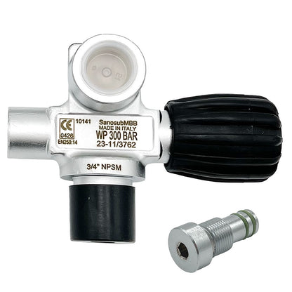 SOS 300 bar DIN right sidemount manifold valve with blanking plug