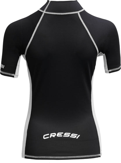 Cressi Women's Short Sleeve Rash Guard in Black and White — rear view
