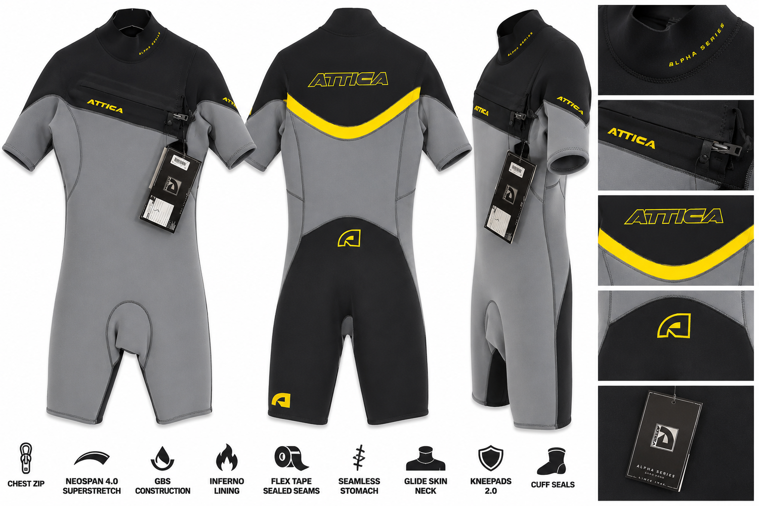 Attica Alpha 2/2mm Short Sleeve Springsuit (Clearance)