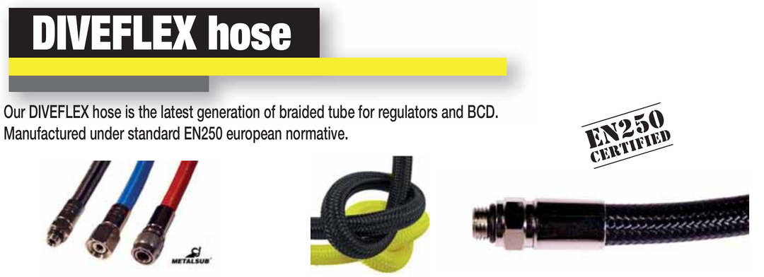 Official Metalsub DIVEFLEX braided hose construction and EN250 catalogue image