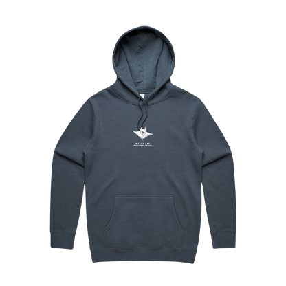 Protect What You Love Manta Ray Hoodie — Petrol Blue, front view