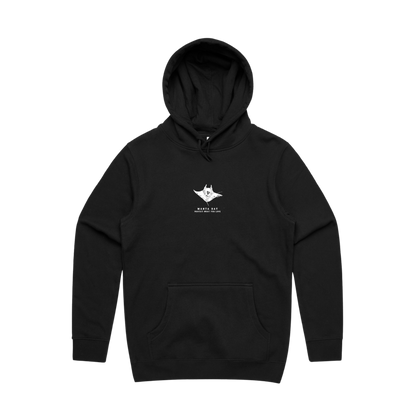 Protect What You Love Manta Ray Hoodie — Black, front view