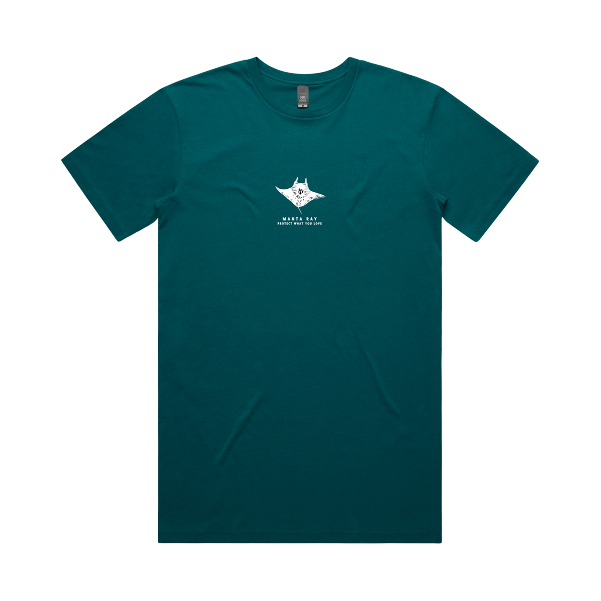 Protect What You Love Manta Ray Tee — Ocean, front view
