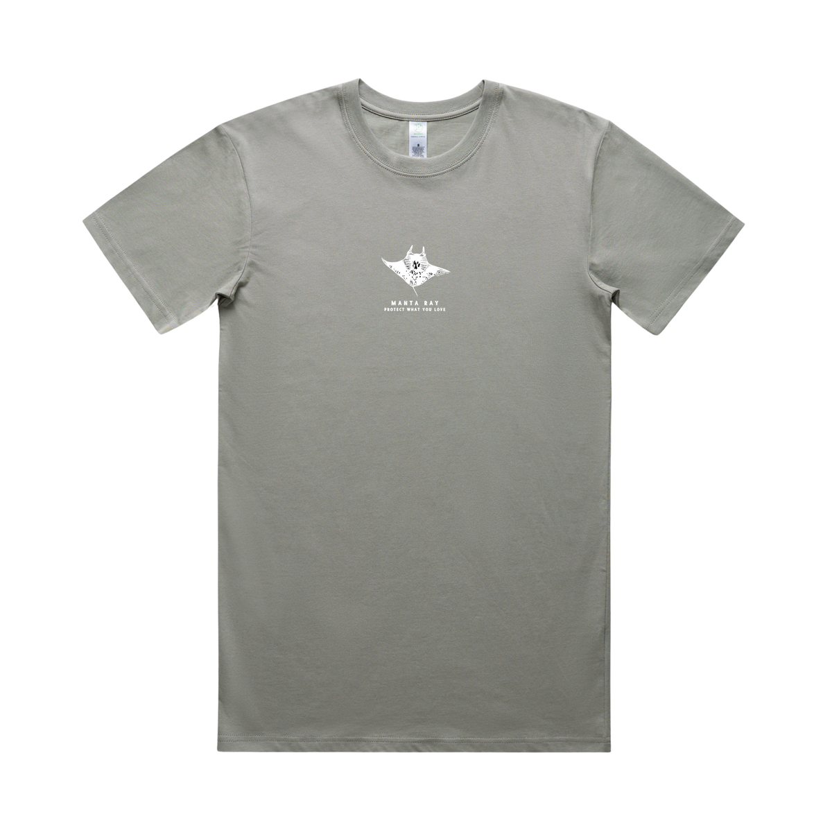 Protect What You Love Manta Ray Tee — Granite, front view
