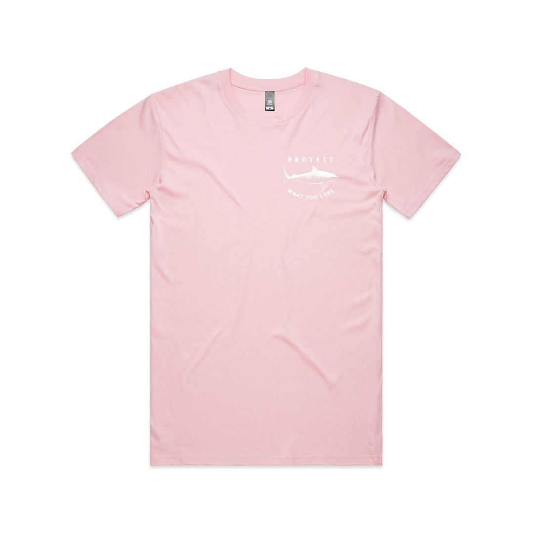 Protect What You Love Classic Tiger Shark Tee — Pink, front view