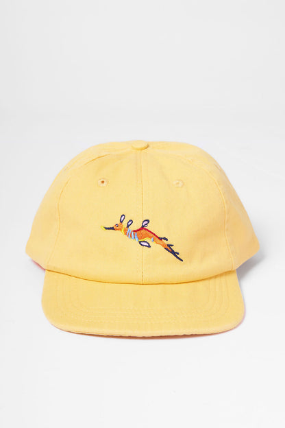 Protect What You Love Weedy Seadragon Flat Peak Cap — Faded Yellow, front view