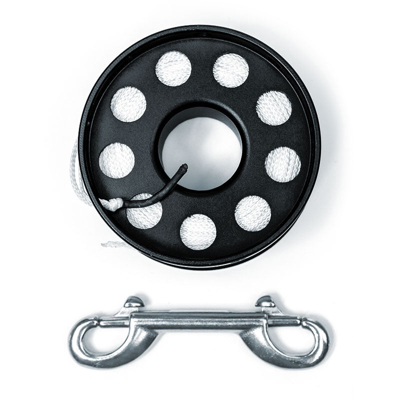 Razor black Safety Spool top view showing edge holes and double ender