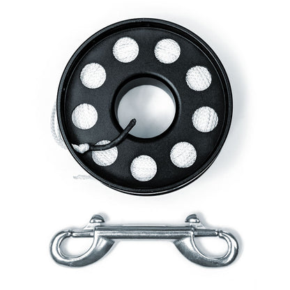 Razor black Safety Spool top view showing edge holes and double ender