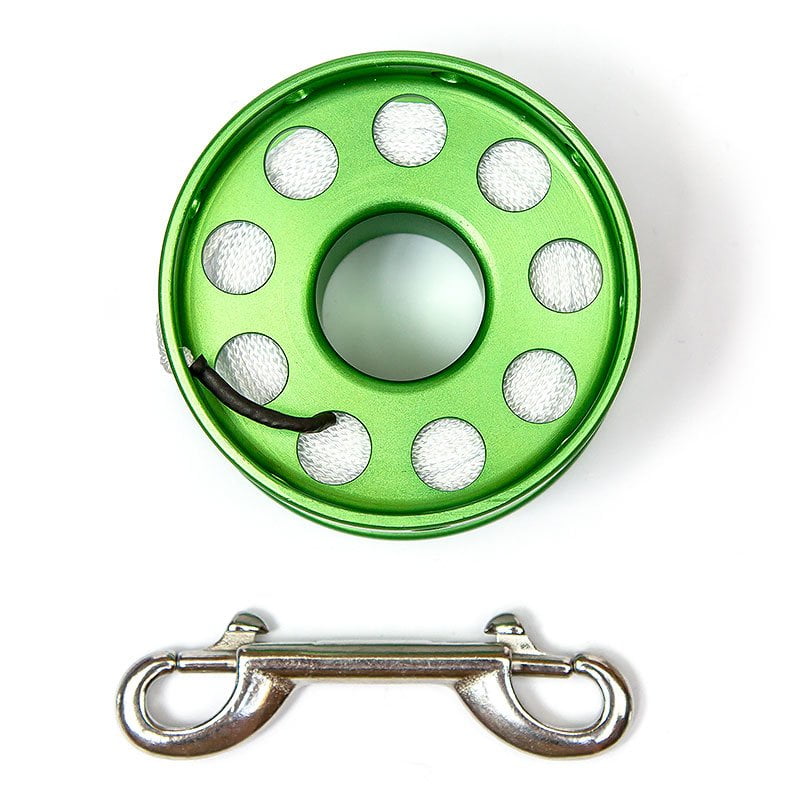 Razor green Safety Spool top view showing edge holes and double ender