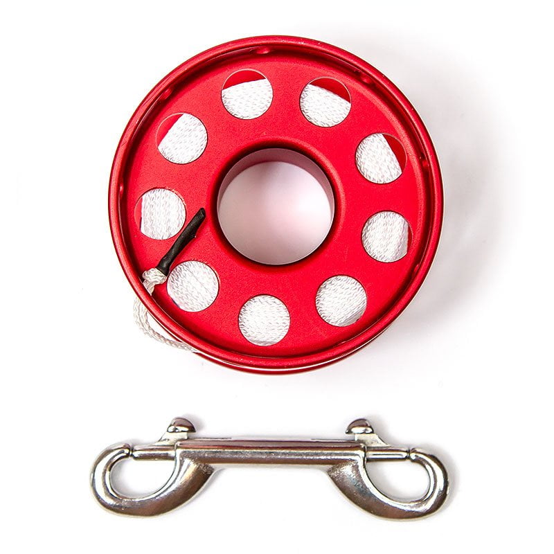 Razor red Safety Spool top view showing edge holes and double ender