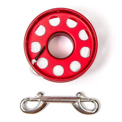 Razor red Safety Spool top view showing edge holes and double ender