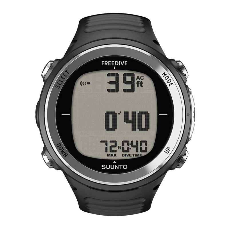 Suunto D4f Black showing freedive display