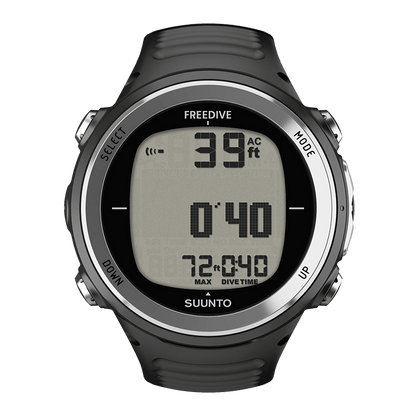 Suunto D4f Black showing freedive display