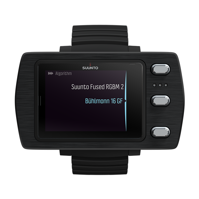 Suunto EON Steel Black showing Bühlmann dive screen