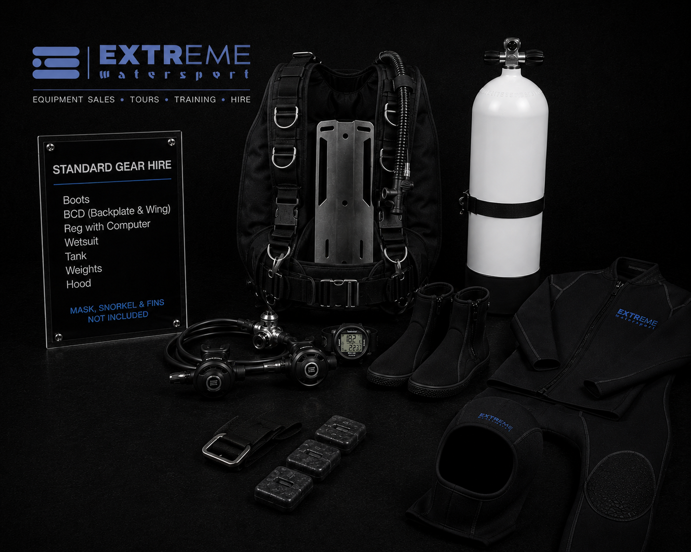 Standard scuba diving rental equipment near Melbourne