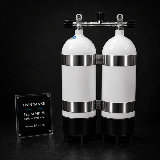 Twin scuba tanks for technical diving hire in Melbourne